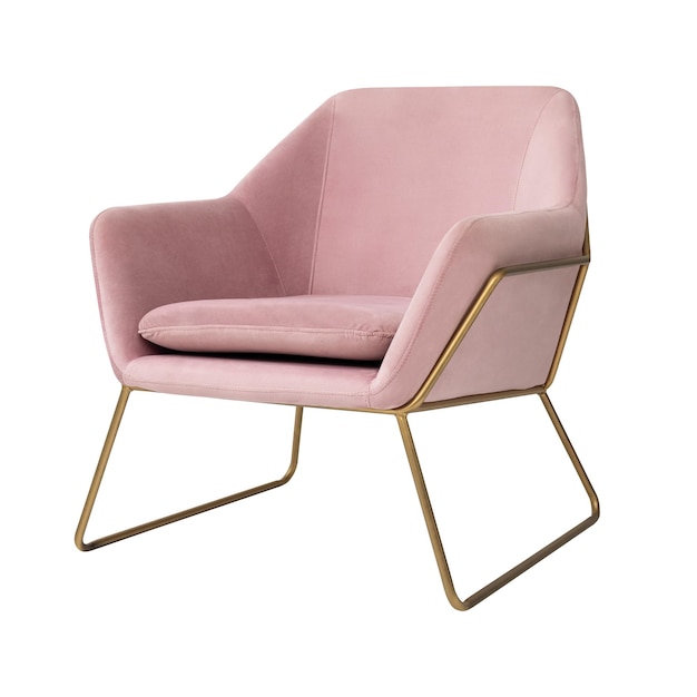 La chaise en velours rose est une maquette de design moderne et chic.
