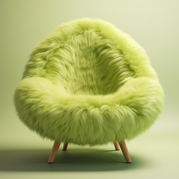 Une chaise vert citron avec des jambes en bois