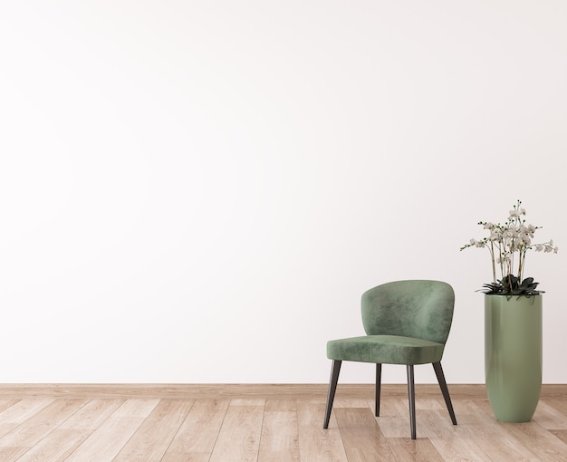 Chaise verte dans un espace en bois, design moderne