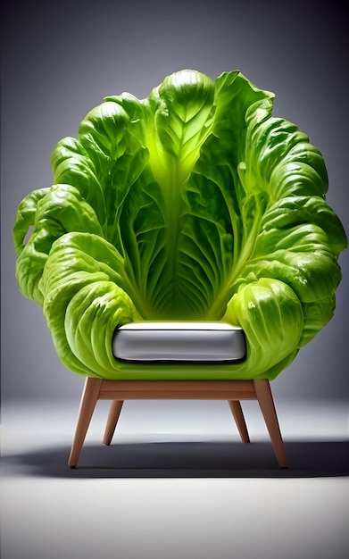 une chaise verte avec un dos vert qui dit chou