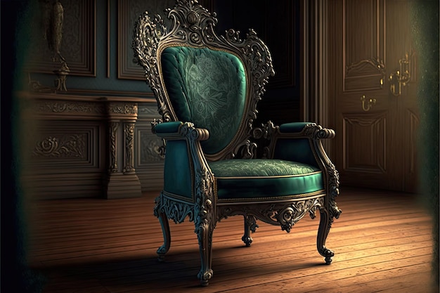 Photo chaise victorienne dans la salle du palais créée avec une ia générative