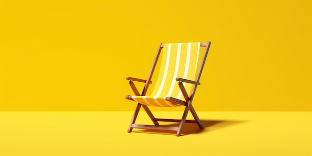 Une chaise vide sur fond jaune.