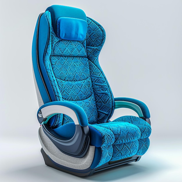 Des chaises d'avion textiles avec des oreillers gris graphique 3D