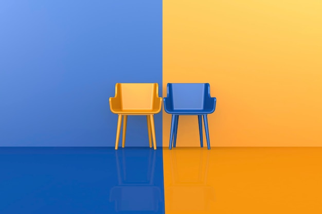 Photo chaises bleues et jaunes