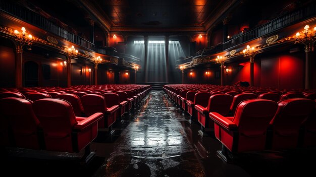 des chaises de cinéma rouges vides