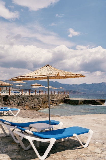 Chaises Longues Avec Support De Table Sous Un Parasol