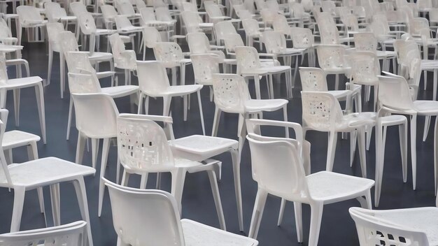 Chaises en plastique blanc avec un motif de plastique blanc