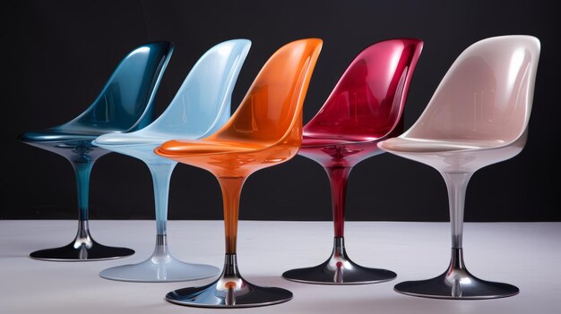 Des chaises polies distinctives dans quatre couleurs du design duckcore