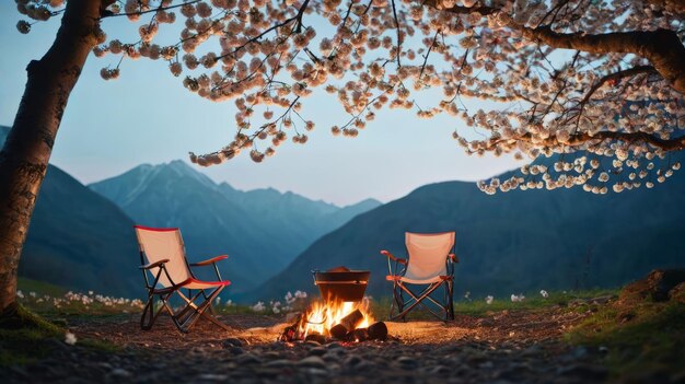 Des chaises près du feu