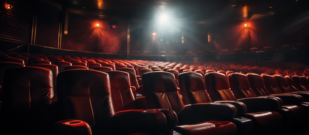 Chaises rouges dans une salle de cinéma générées par l'IA