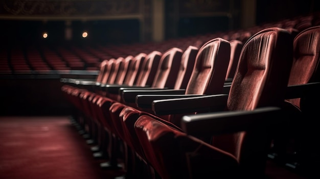 Photo chaises rouges vides de théâtre generative ai
