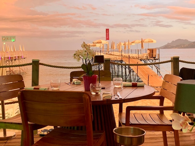 Des chaises et des tables vides dans un restaurant