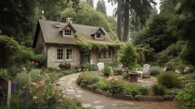 Un chalet confortable entouré d'un magnifique jardin tentaculaire