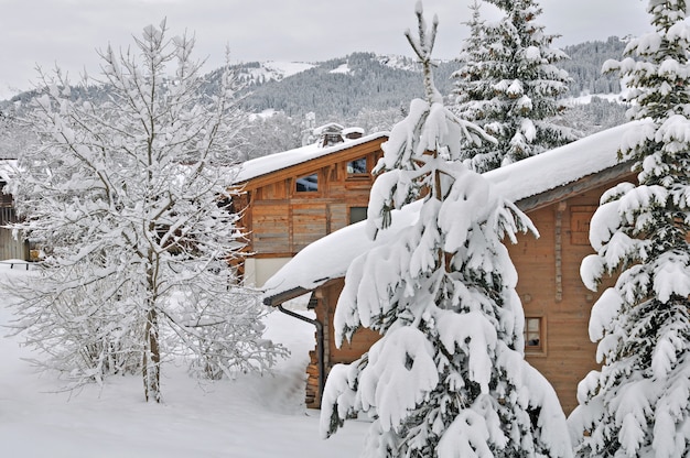 Chalet dans la neige