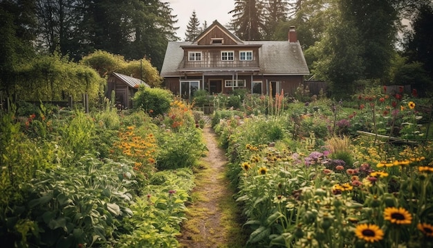 Chalet rustique construit pour la beauté de la nature générée par l'IA