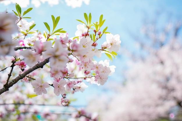 La chaleur du soleil d'été illumine une branche d'un pommier blanc en fleurs créant un