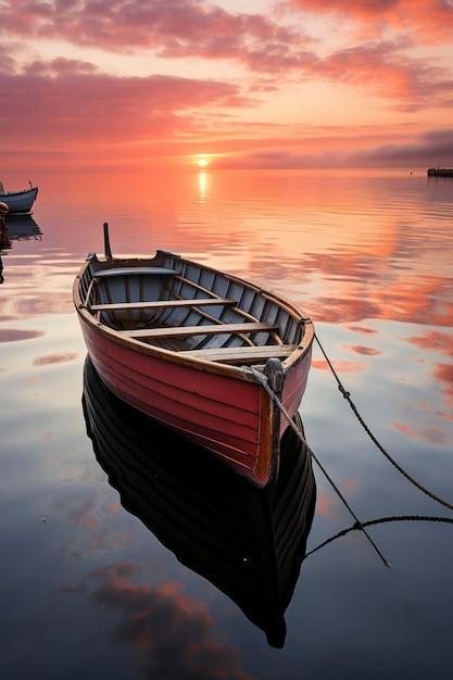 Photo chaloupe sur une eau calme créée avec une ia générative