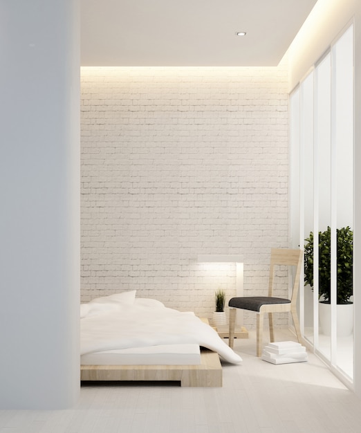 Chambre et balcon dans hôtel ou appartement - Design d'intérieur - 3D