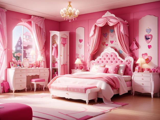 Photo chambre barbie rose