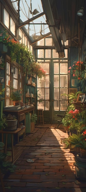 Une chambre avec beaucoup de plantes et de fleurs