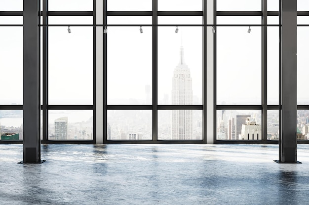 Chambre en béton avec vue sur NY