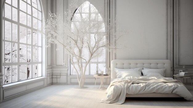 Photo chambre blanche dans un style de luxe