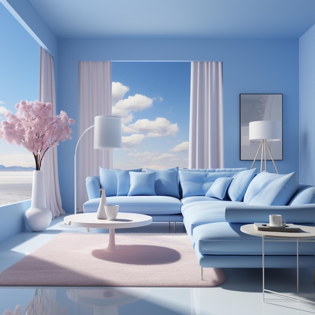 chambre bleu pastel