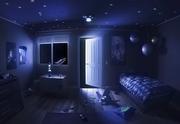 La chambre bleue la nuit