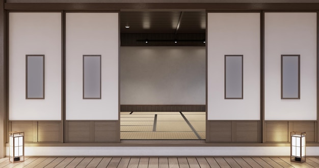 Chambre en bois vide de style MujiNettoyage de l'intérieur de la chambre japonaise