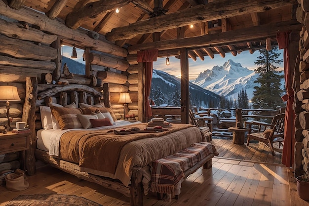 Chambre cabine confortable retraite de montagne rustique