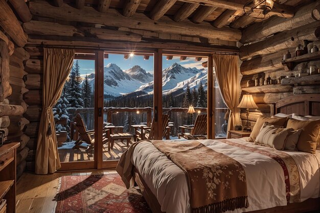 Chambre cabine confortable retraite de montagne rustique