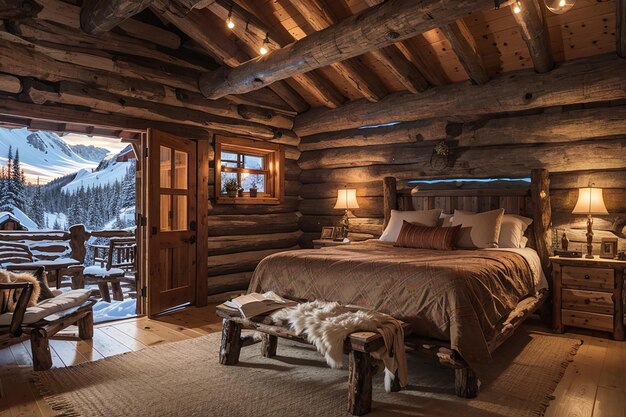 Chambre cabine confortable retraite de montagne rustique