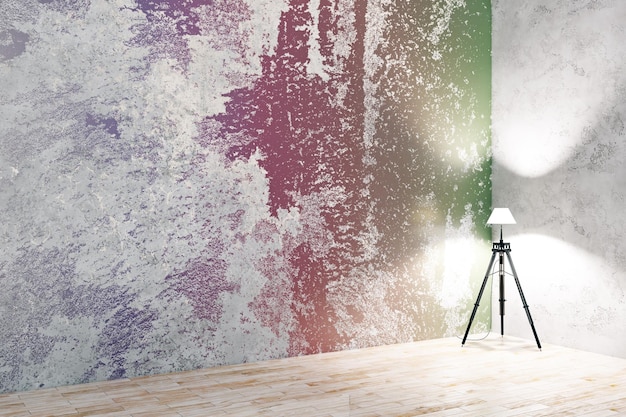 Chambre colorée avec mur vide