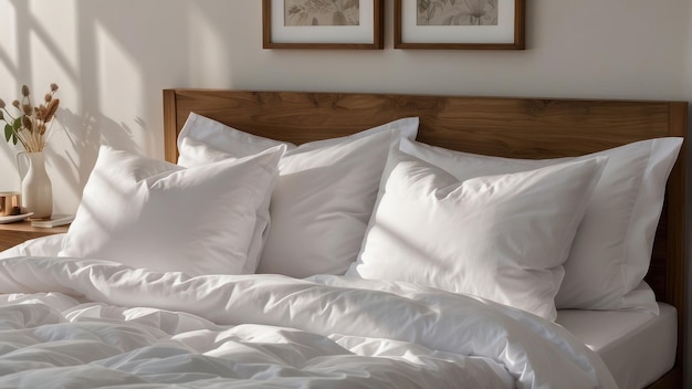 Une chambre confortable avec des draps blancs en peluche.