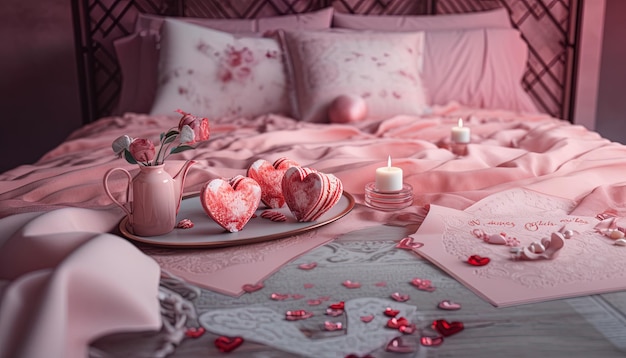 Chambre confortable romantique avec des détails précieux Concept de lune de miel ou d'anniversaire