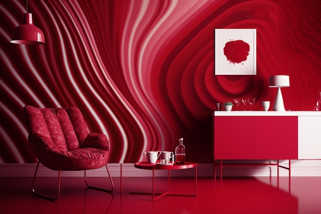 Une chambre cosy avec des meubles Pantone rouges parfaits pour se détendre