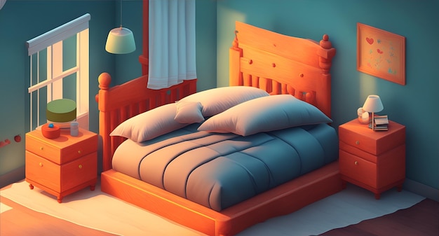 Chambre à coucher animée en 3D