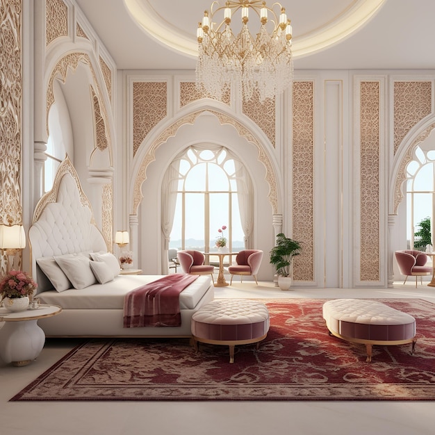 Une chambre à coucher arabe de luxe.