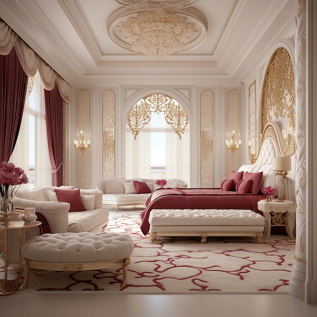 Une chambre à coucher arabe de luxe.