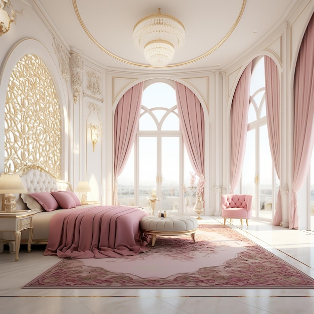 Une chambre à coucher arabe de luxe.