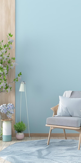 Chambre à coucher avec une décoration minimaliste et des meubles minimaux dans des tons pastels doux Composition du design d'intérieur