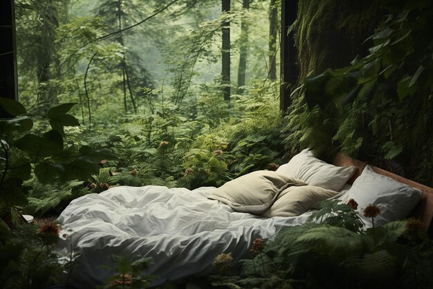 Chambre à coucher avec des draps blancs