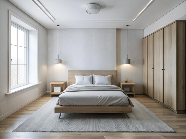 La chambre à coucher est minimaliste.