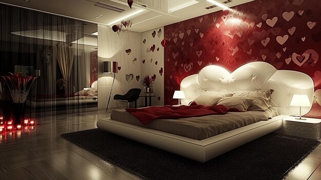 chambre à coucher avec intérieur de style valentine Generative Ai