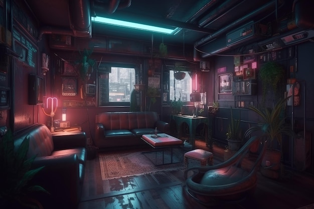 Chambre cyberpunk Générer Ai