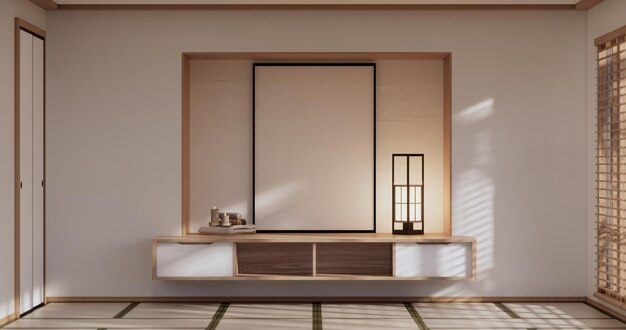 Chambre du Japon Meuble minimal pour le rendu 3d de la maquette du mur intérieur de la télévision