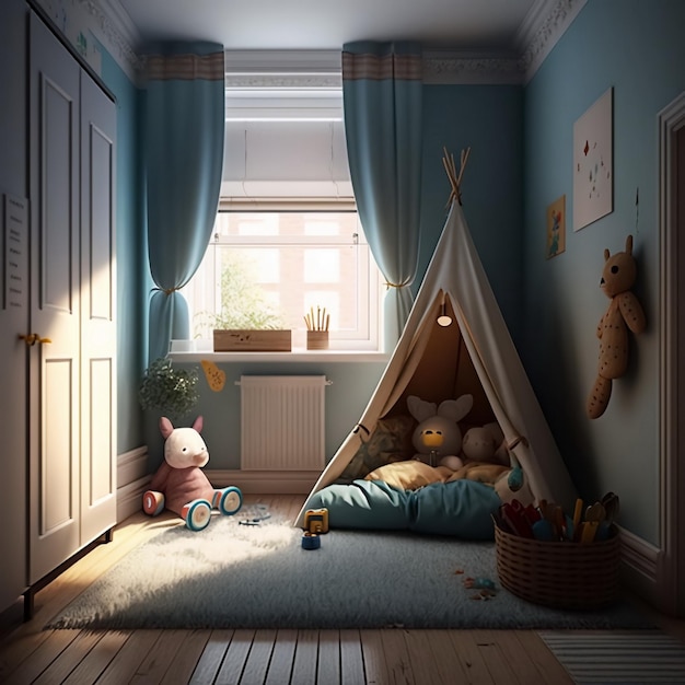 Une chambre d'enfant élégante avec un berceau confortable et des jouets Design d'intérieur