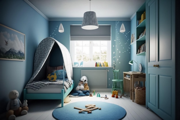 Une chambre d'enfant élégante avec un berceau confortable et des jouets Design d'intérieur