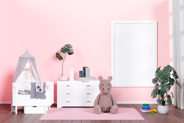 Chambre d'enfant en rendu 3D avec des jouets