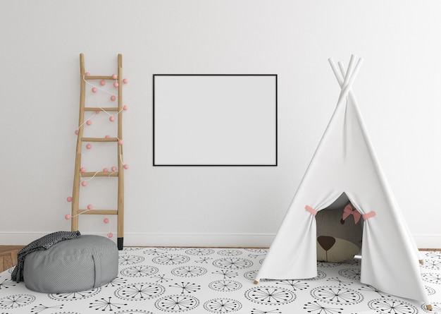 Photo chambre d'enfant scandinave avec cadre horizontal